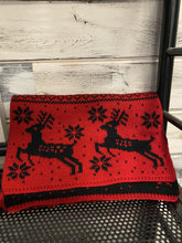 Load image into Gallery viewer, Festive Over Sized Knit Scarf Black &amp; Red As Shown