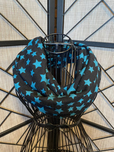 Star Infinity Scarf Black/Teal As Shown
