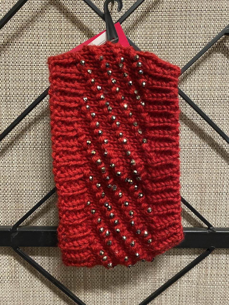 Head Warmer Knit Red With/Jewels As Shown #26-12