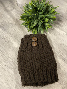 Knit Boot Cuffs Dark Brown W/Button Detail As Shown #19-15