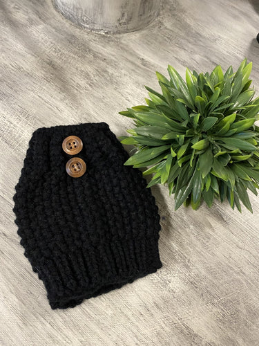 Knit Boot Cuffs Black W/Button Detail As Shown #19-15