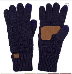 Ladies CC Gloves Navy Metallic Fleck As Shown # 40-24